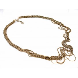 CHANEL necklace braided gold metal