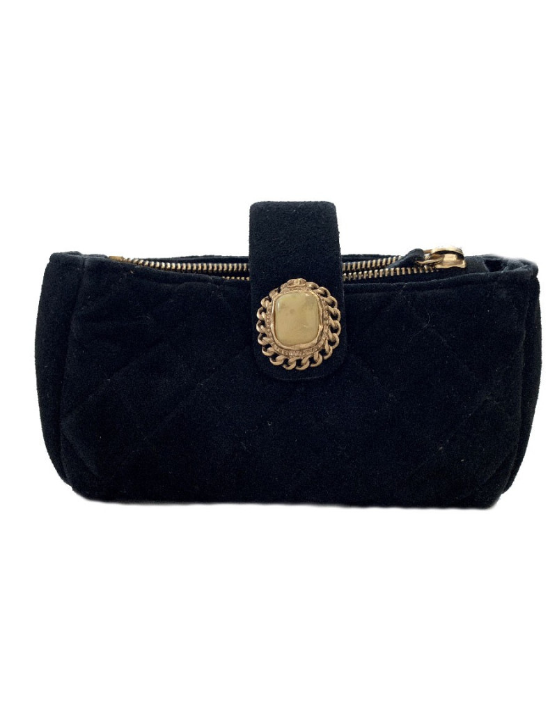 Porte monnaie CHANEL veau velours noir