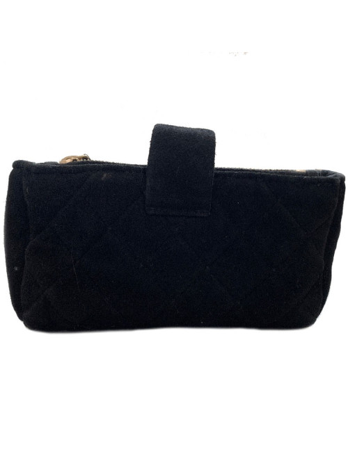 Porte monnaie CHANEL veau velours noir