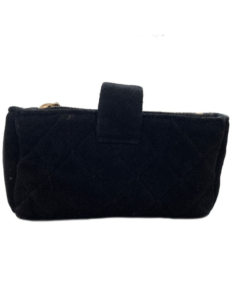 Porte monnaie CHANEL veau velours noir