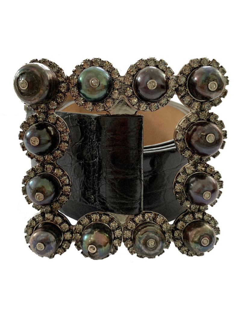 Ceinture VALENTINO façon crocodile noire