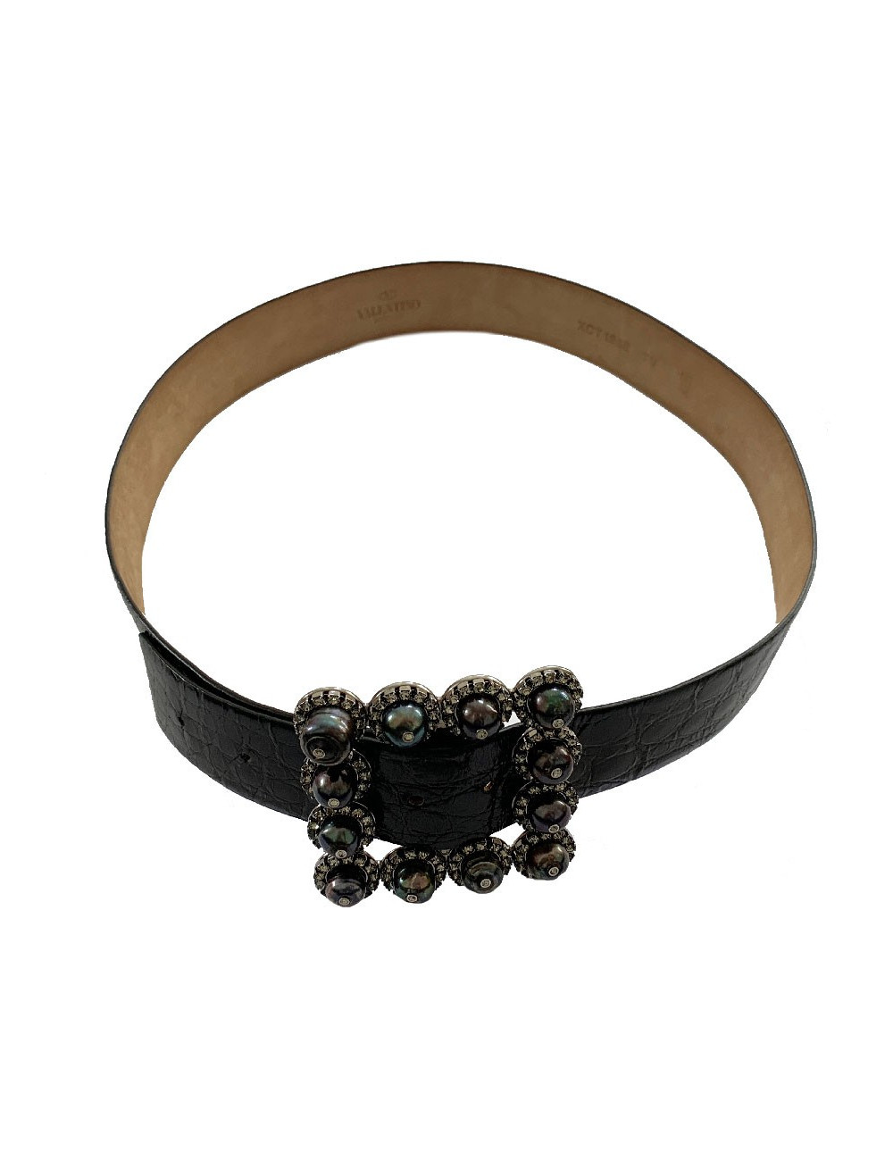 Ceinture VALENTINO façon crocodile noire