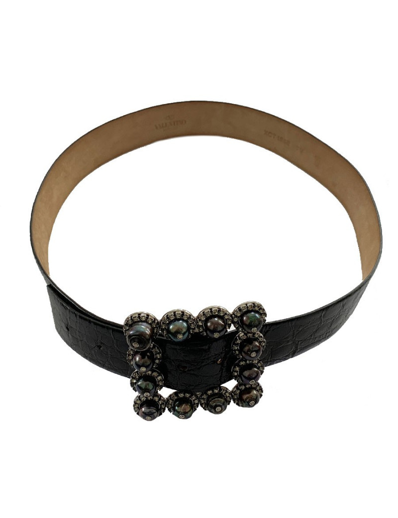 Ceinture VALENTINO façon crocodile noire