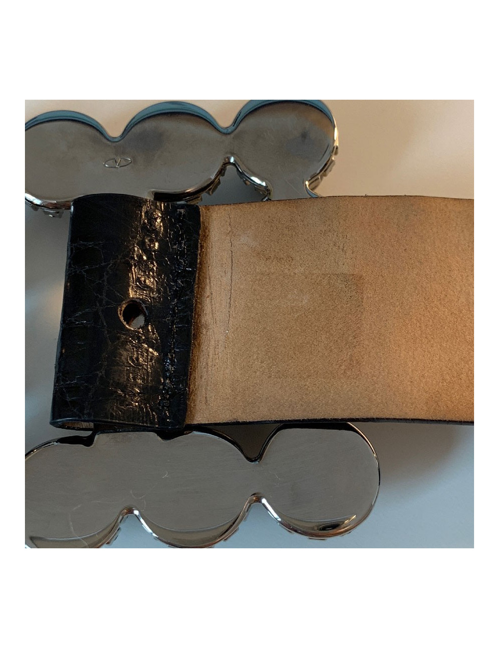 Ceinture VALENTINO façon crocodile noire