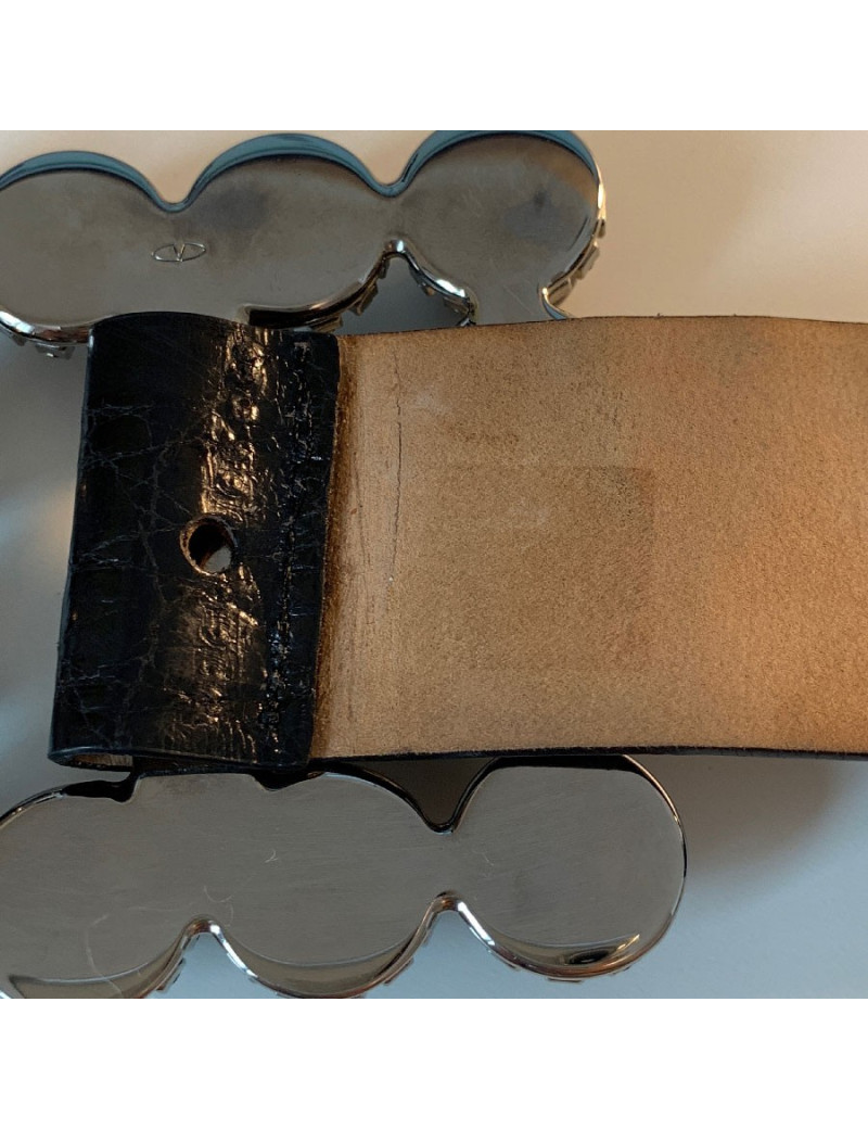 Ceinture VALENTINO façon crocodile noire
