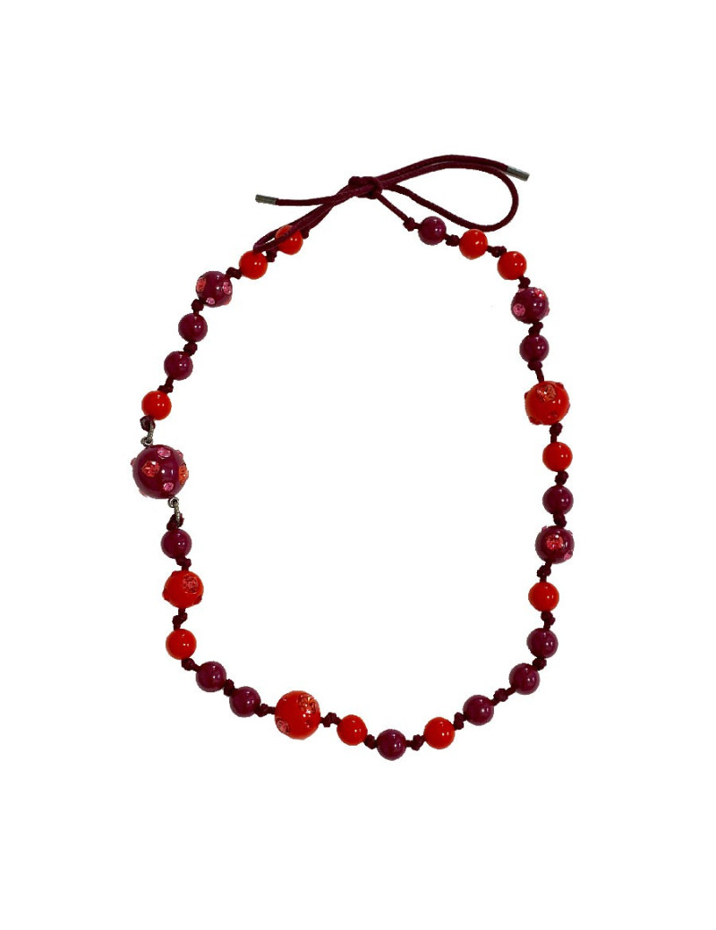 Sautoir LANVIN boules rouges et violettes par ALBER ELBAZ