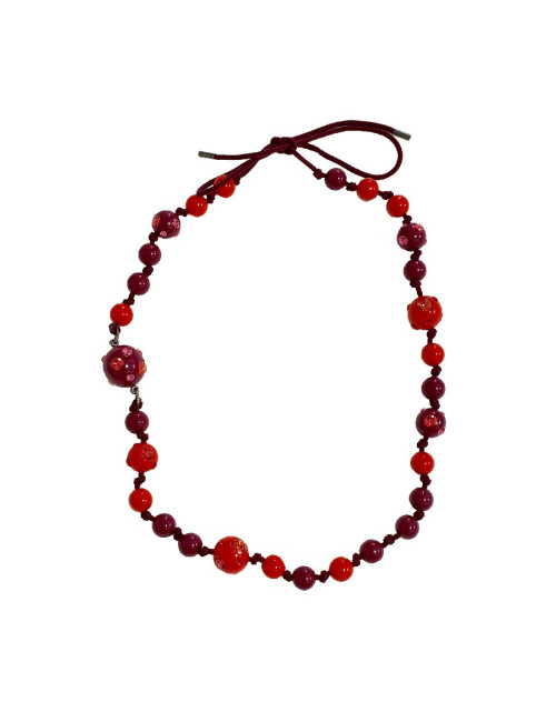 Sautoir LANVIN boules rouges et violettes par ALBER ELBAZ