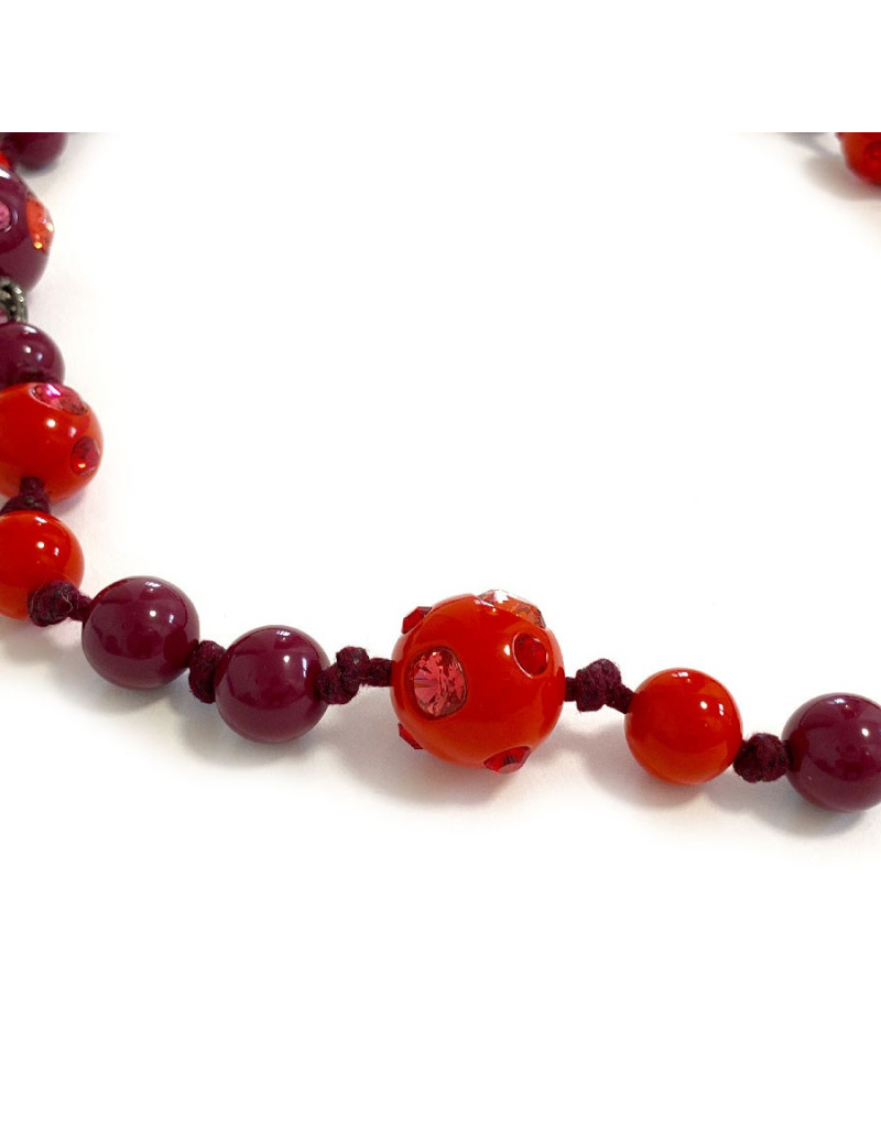 Sautoir LANVIN boules rouges et violettes par ALBER ELBAZ