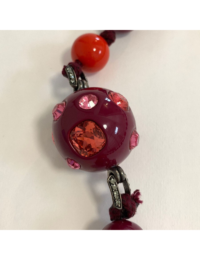 Sautoir LANVIN boules rouges et violettes par ALBER ELBAZ