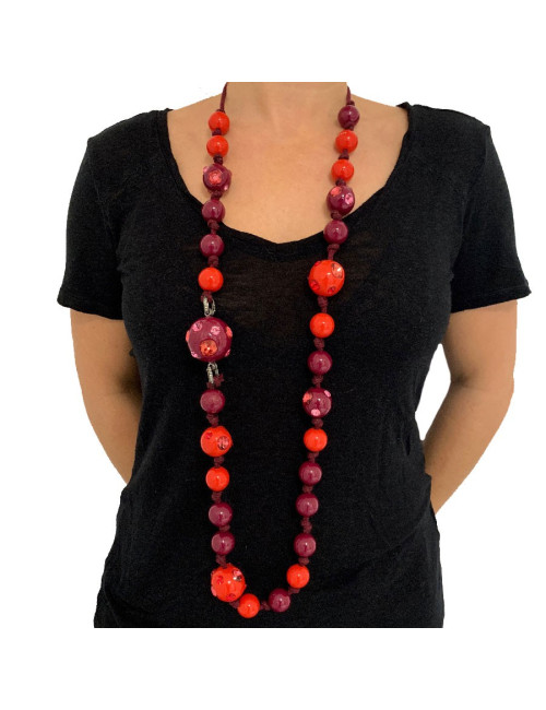 Sautoir LANVIN boules rouges et violettes par ALBER ELBAZ