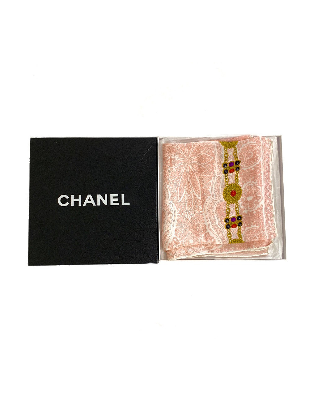 Foulard soie rose CHANEL