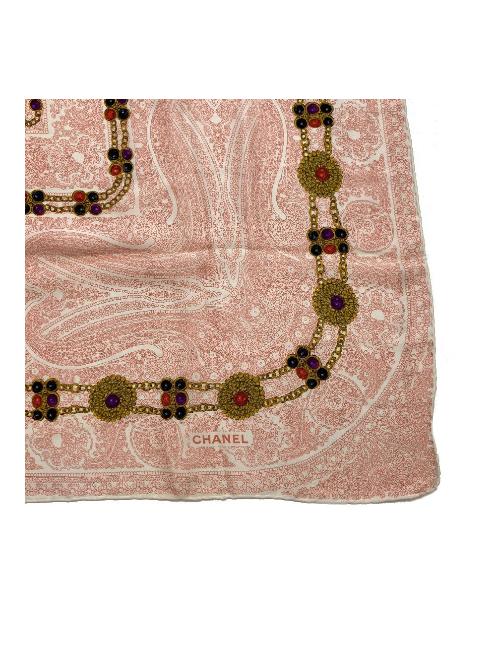 Foulard soie rose CHANEL