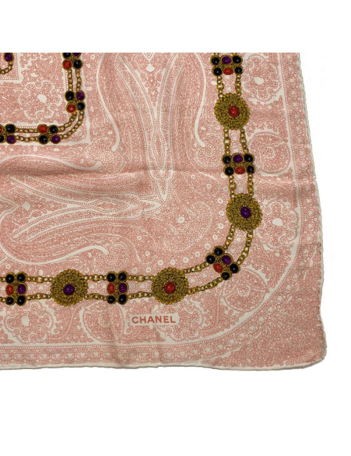 Foulard soie rose CHANEL