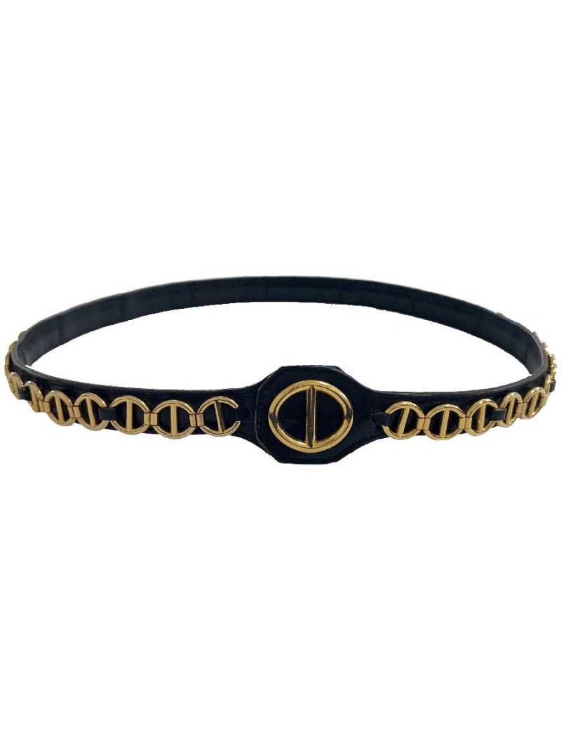 Ceinture CHRISTIAN DIOR cuir et dorée T80