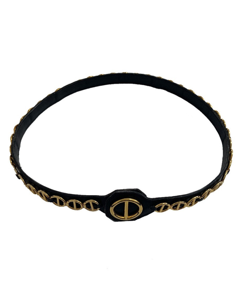 Ceinture CHRISTIAN DIOR cuir et dorée T80