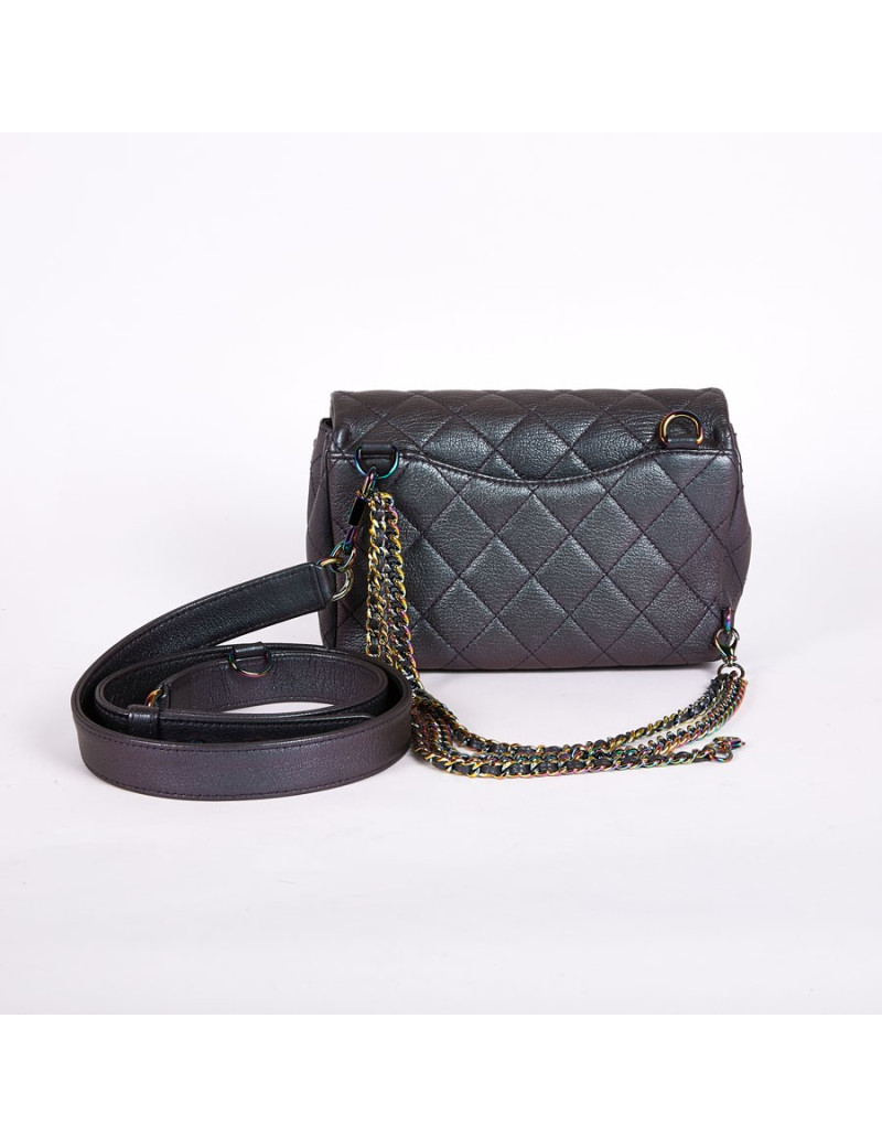 Sac CHANEL cuir de veau matelassé irisé mauve