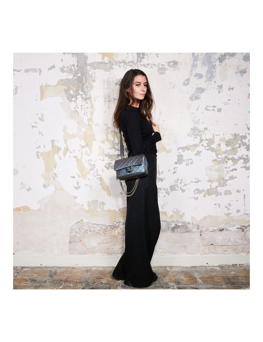 Sac CHANEL cuir de veau matelassé irisé mauve