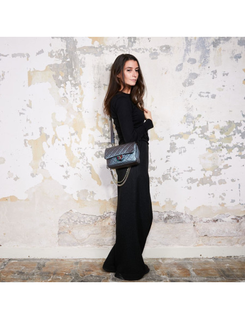 Sac CHANEL cuir de veau matelassé irisé mauve