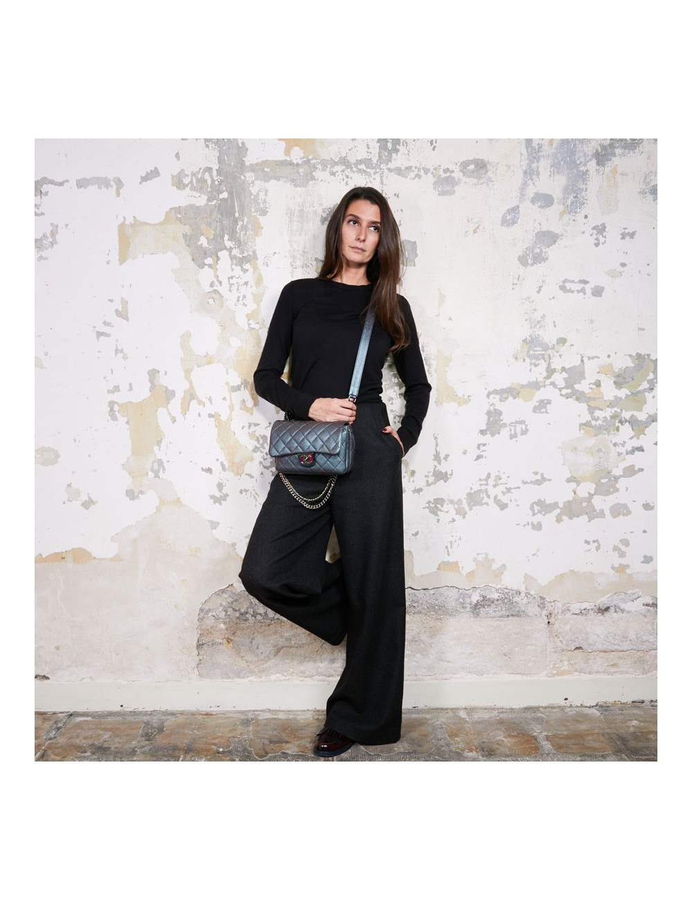 Sac CHANEL cuir de veau matelassé irisé mauve