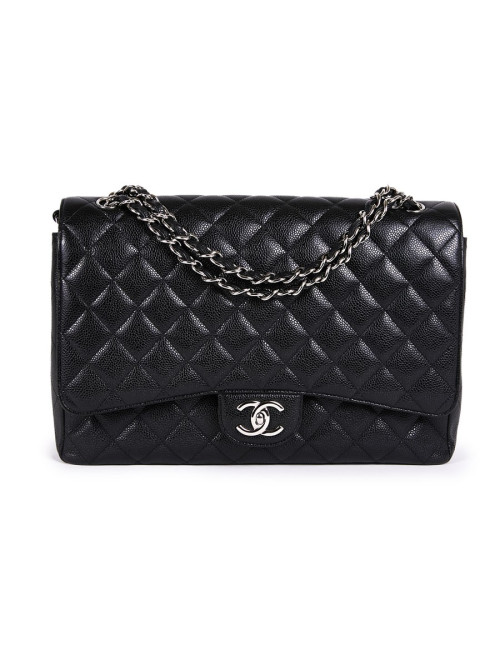 Sac jumbo CHANEL cuir caviar noir