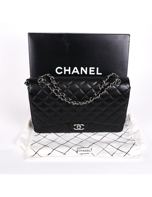 Sac jumbo CHANEL cuir caviar noir