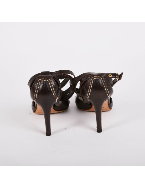 Escarpins T37 Yves Saint Laurent en cuir marron