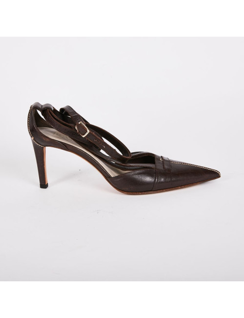 Escarpins T37 Yves Saint Laurent en cuir marron