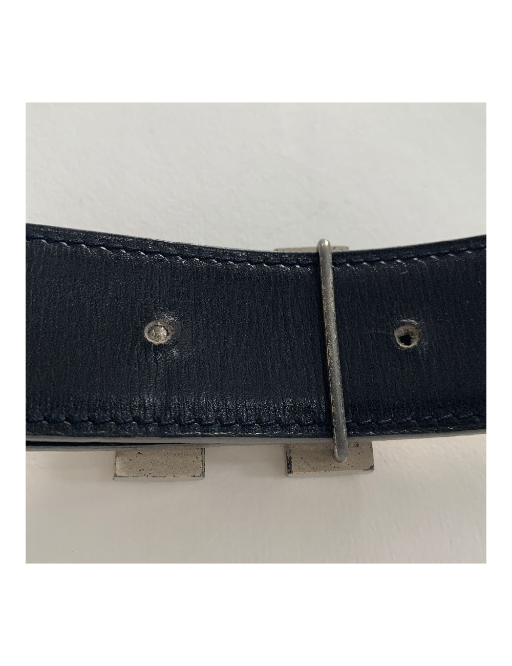 Ceinture HERMES réversible boucle H striée