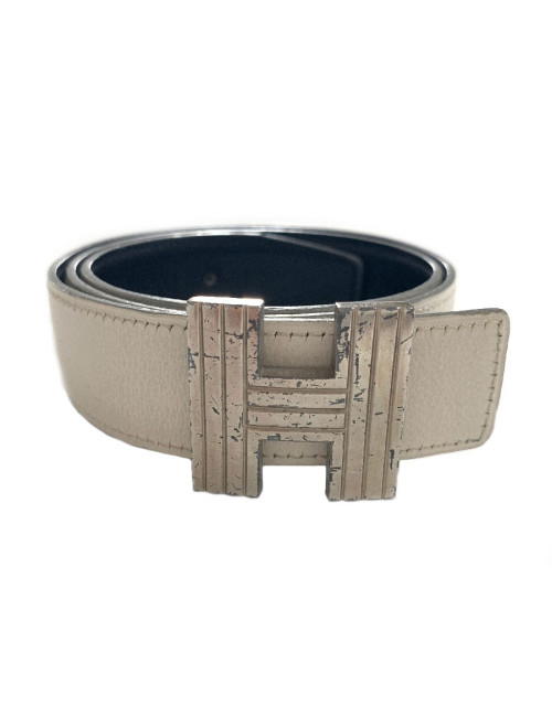 Ceinture HERMES réversible boucle H striée