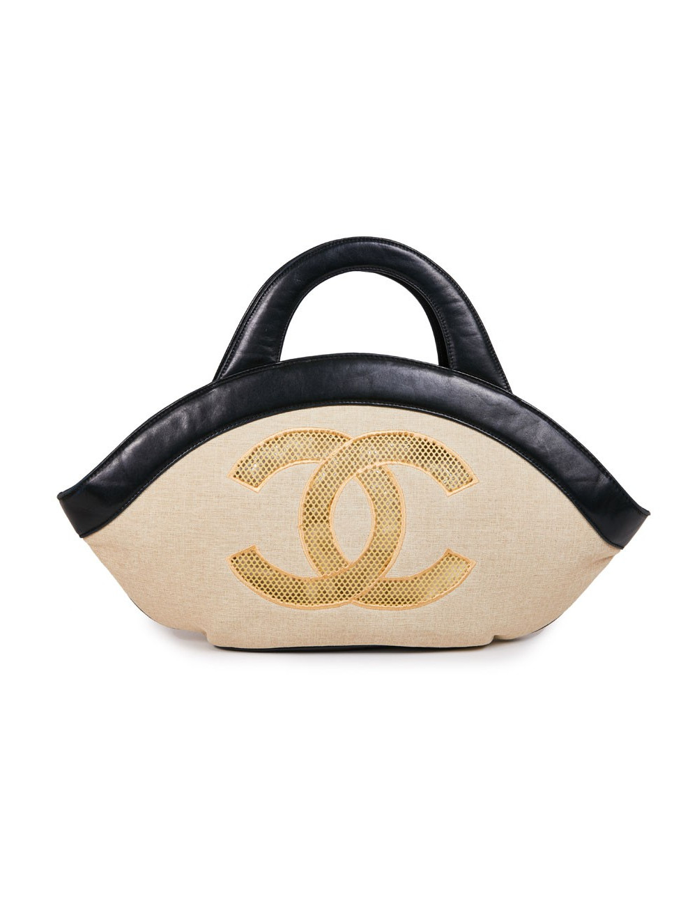 Sac CHANEL beige et cuir noir