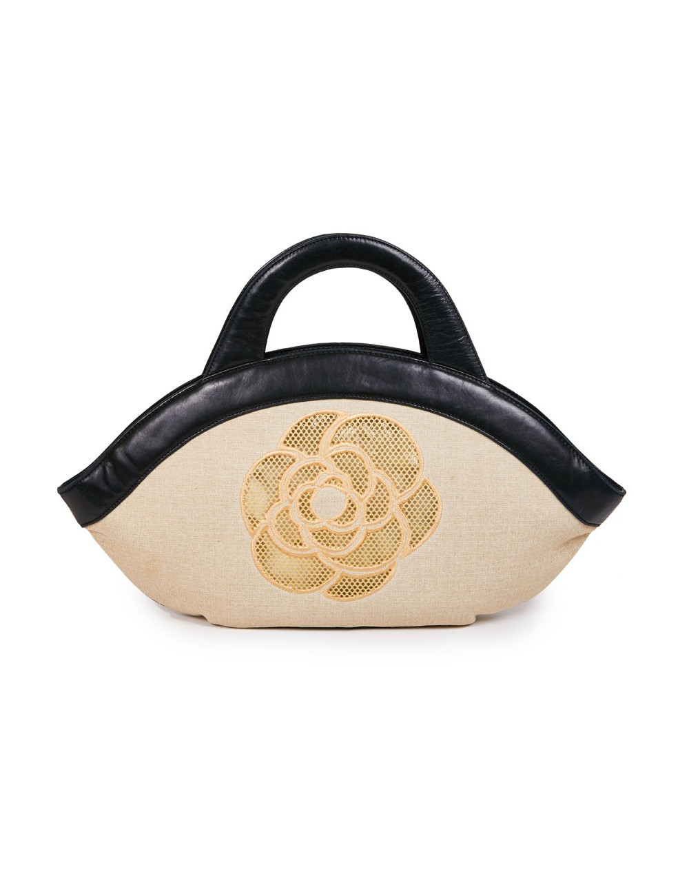 Sac CHANEL beige et cuir noir