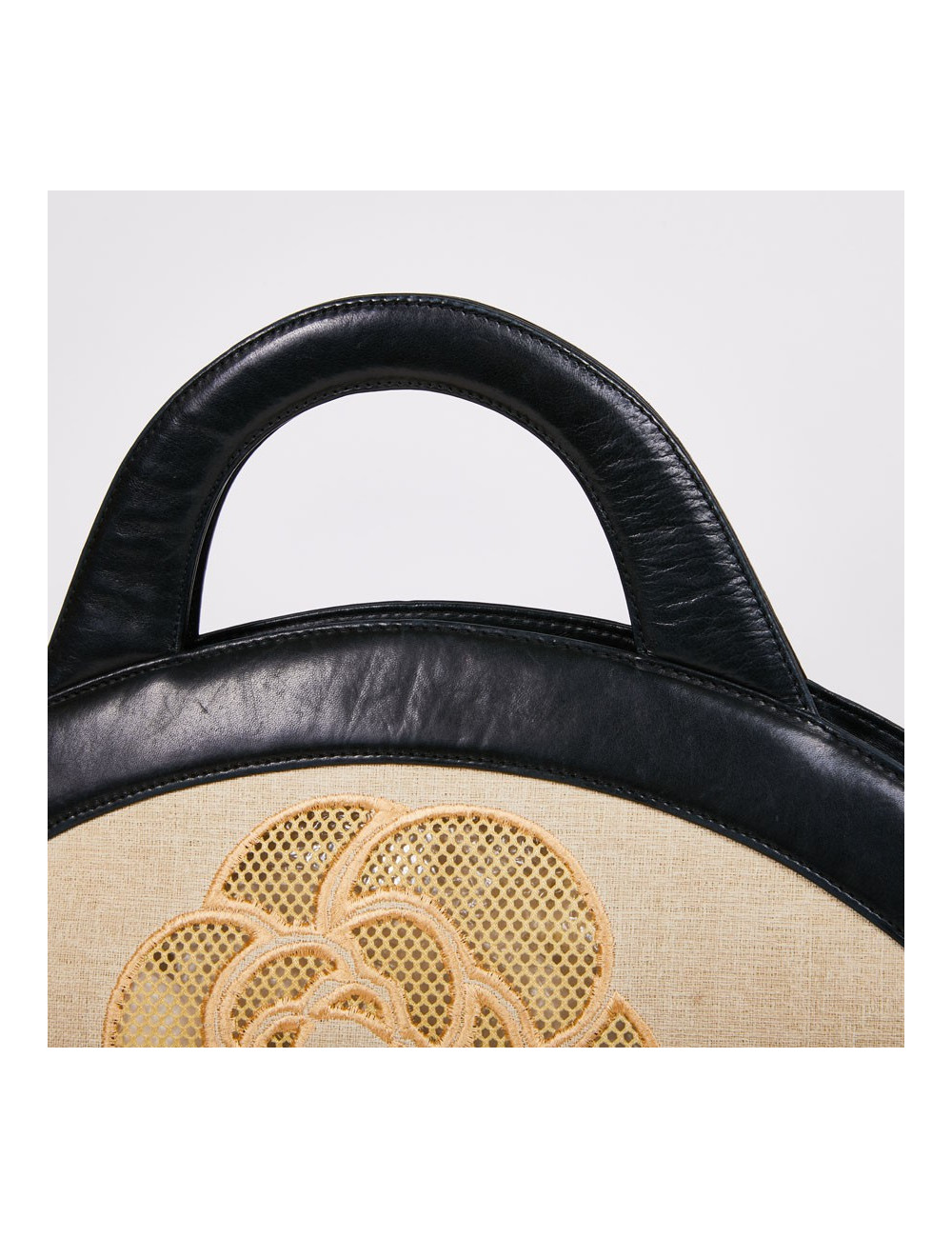 Sac CHANEL beige et cuir noir