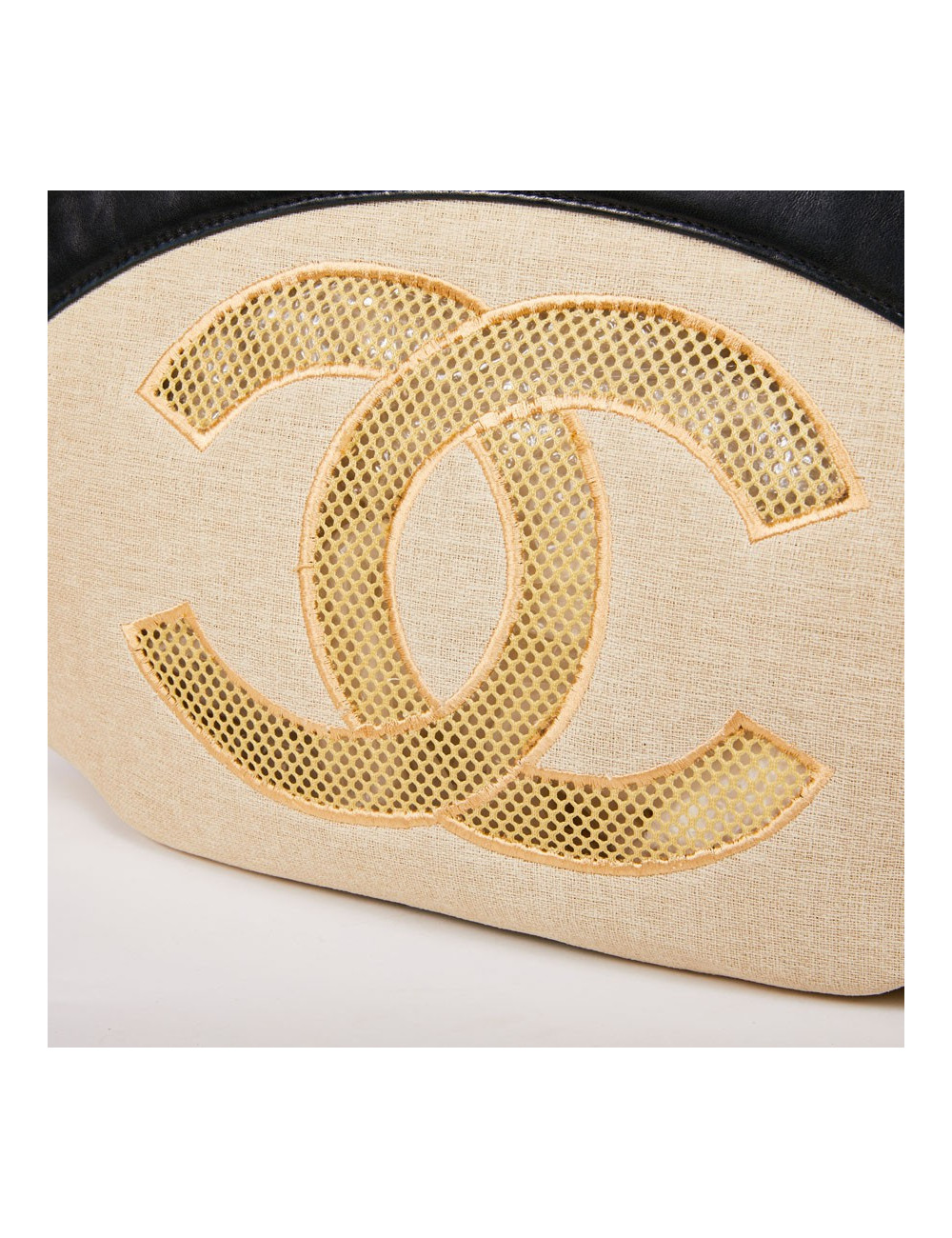 Sac CHANEL beige et cuir noir