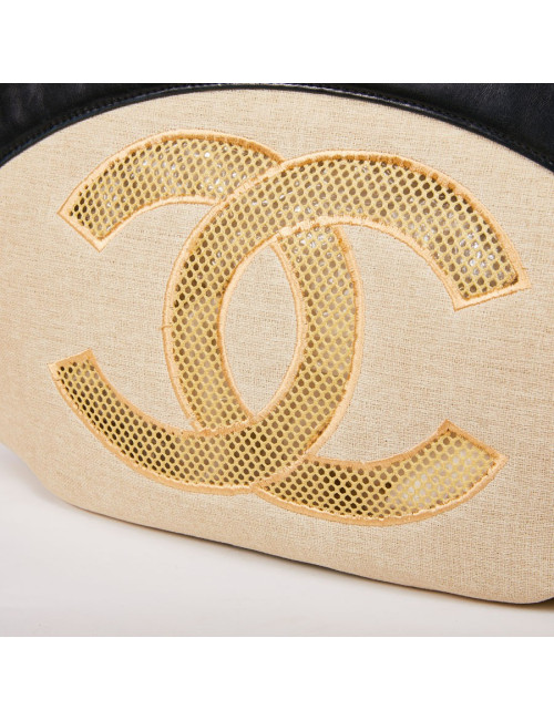 Sac CHANEL beige et cuir noir