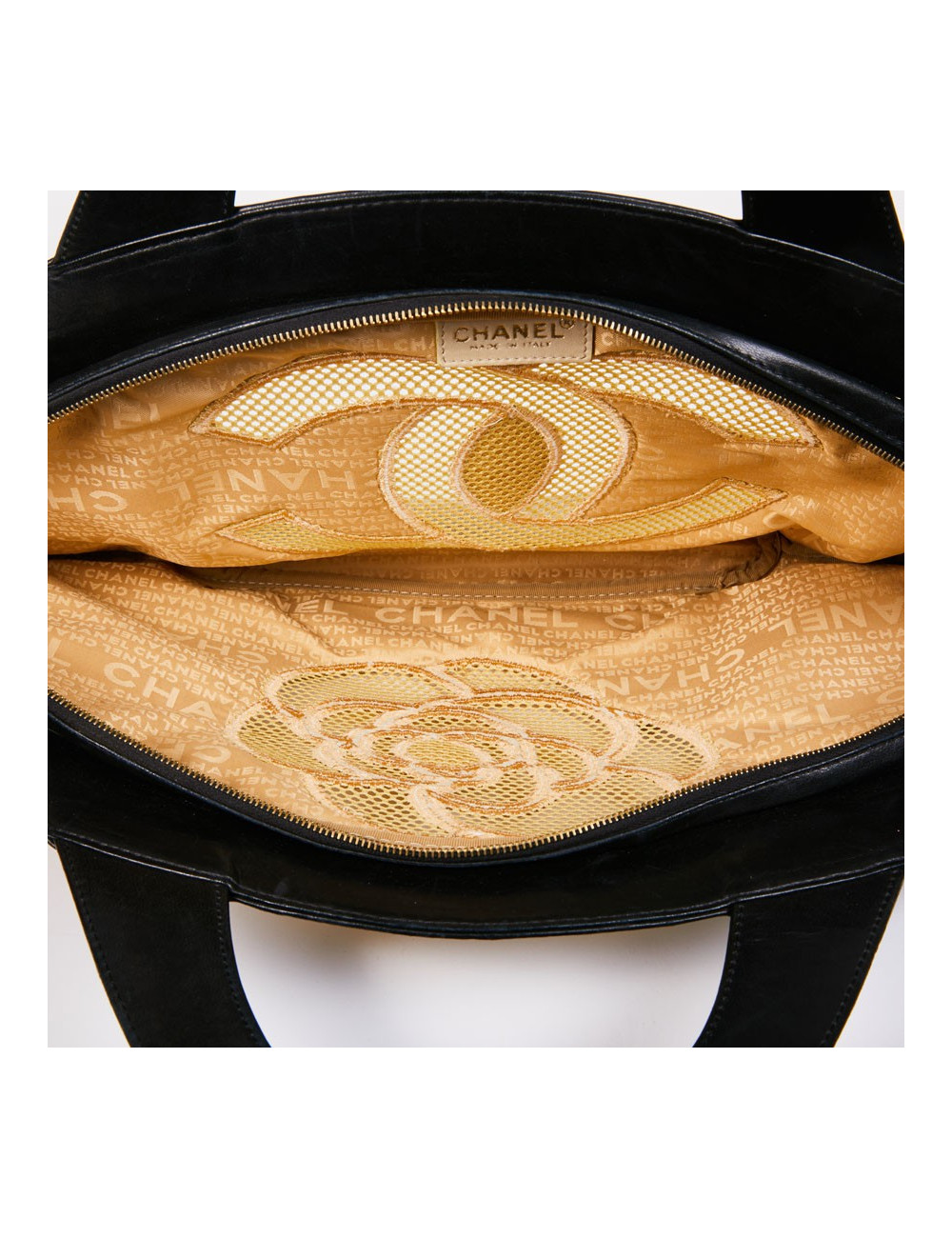 Sac CHANEL beige et cuir noir