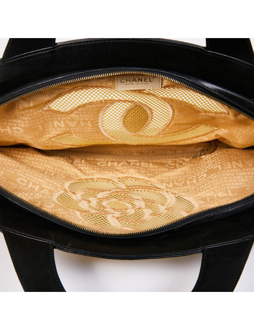Sac CHANEL beige et cuir noir