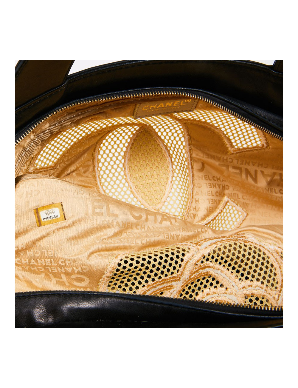Sac CHANEL beige et cuir noir