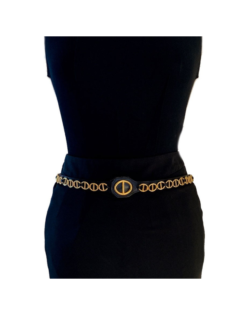 Ceinture CHRISTIAN DIOR cuir et dorée T80