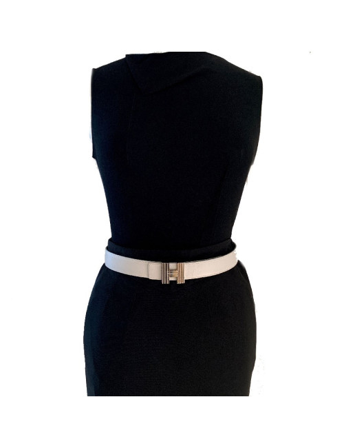 Ceinture HERMES réversible boucle H striée