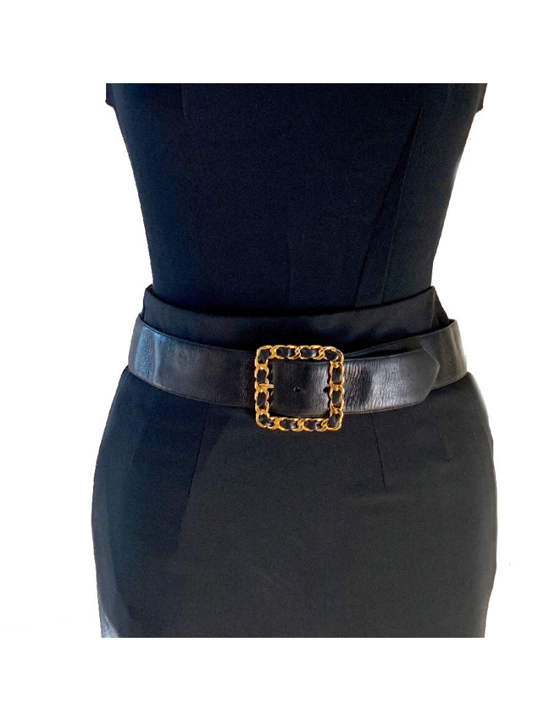 Ceinture vintage CHANEL cuir noir