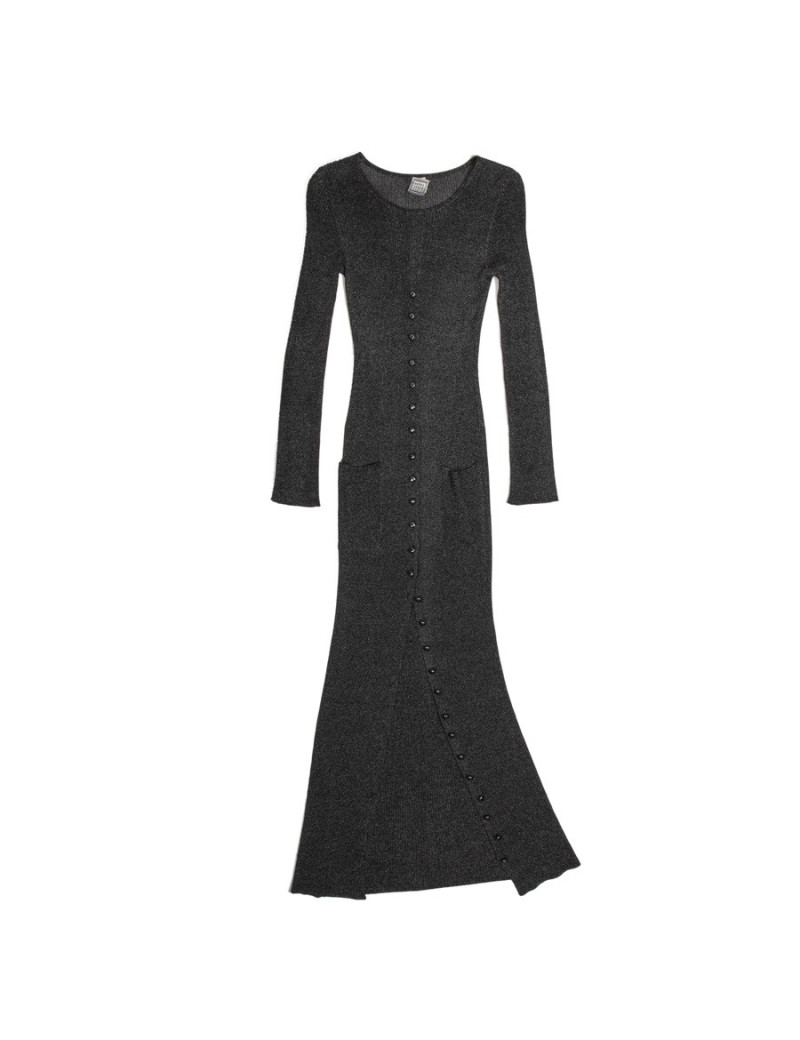 Robe longue  HERVE LEGER  tricot gris brillant