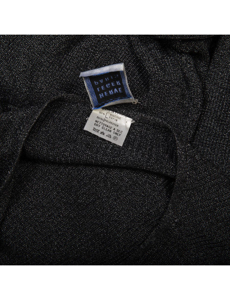 Robe longue  HERVE LEGER  tricot gris brillant