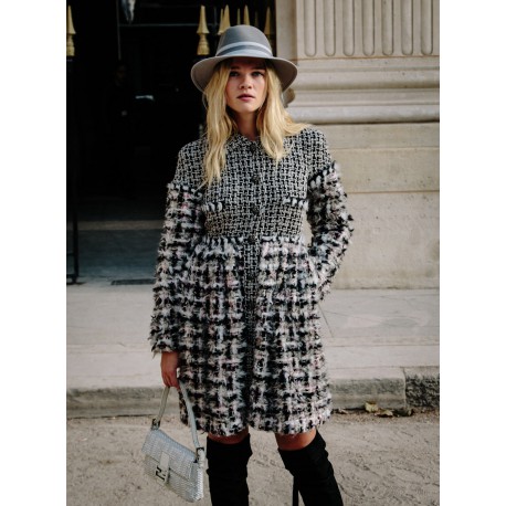 Chanel Runway Paris-New York black wool coat