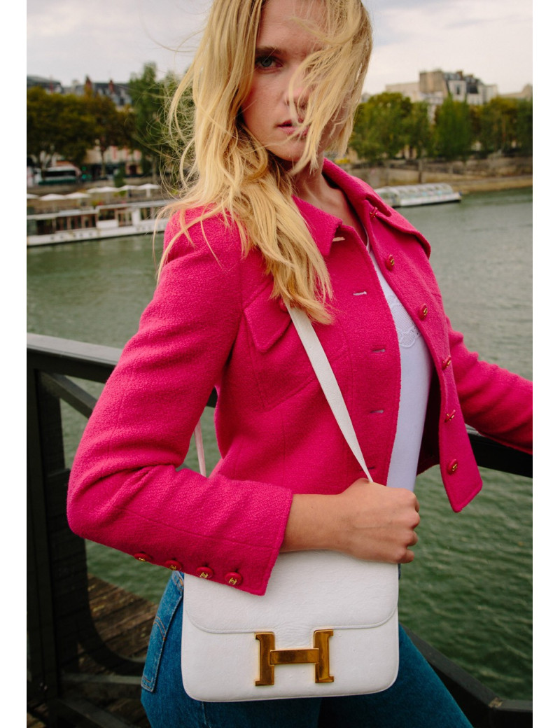 Sac Constance HERMES autruche blanc