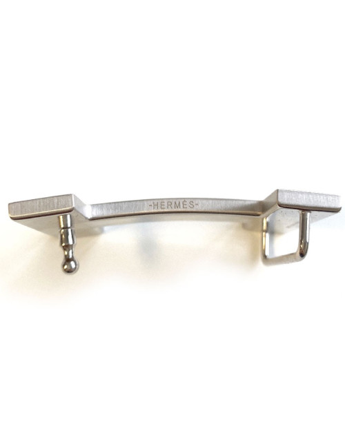 Boucle de ceinture  "H" HERMES métal argent brossé