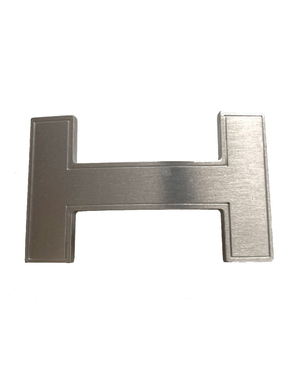 Boucle de ceinture  "H" HERMES métal argent brossé