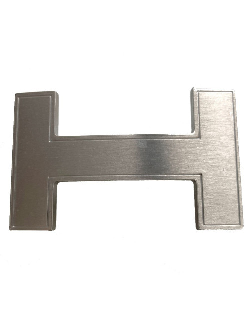 Boucle de ceinture  "H" HERMES métal argent brossé