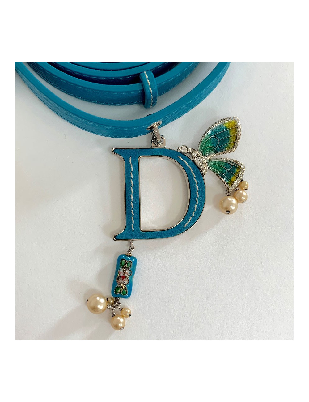 Ceinture double CHRISTIAN DIOR bleue et charm