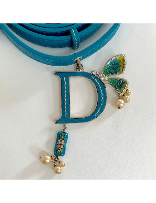 Ceinture double CHRISTIAN DIOR bleue et charm