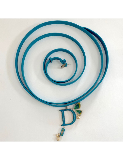 Ceinture double CHRISTIAN DIOR bleue et charm